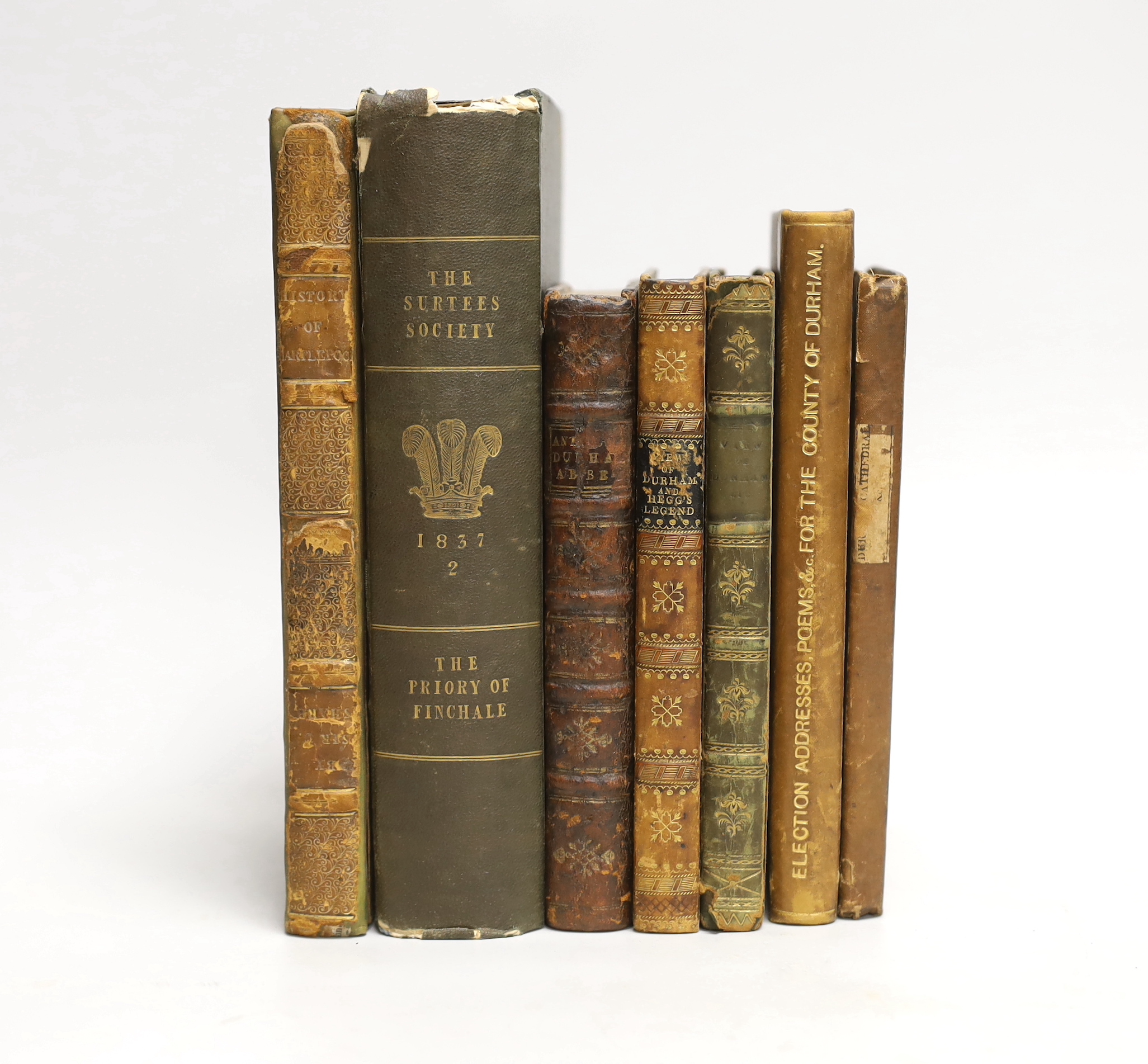 DURHAM: Sharp, Cuthbert. A History of Hartlepool, additional engraved title, 2 double-paged genealogies, 14 engraved plates, including 2 folding also 4 hand-coloured plates, numerous woodcuts in the text by Thomas Bewick